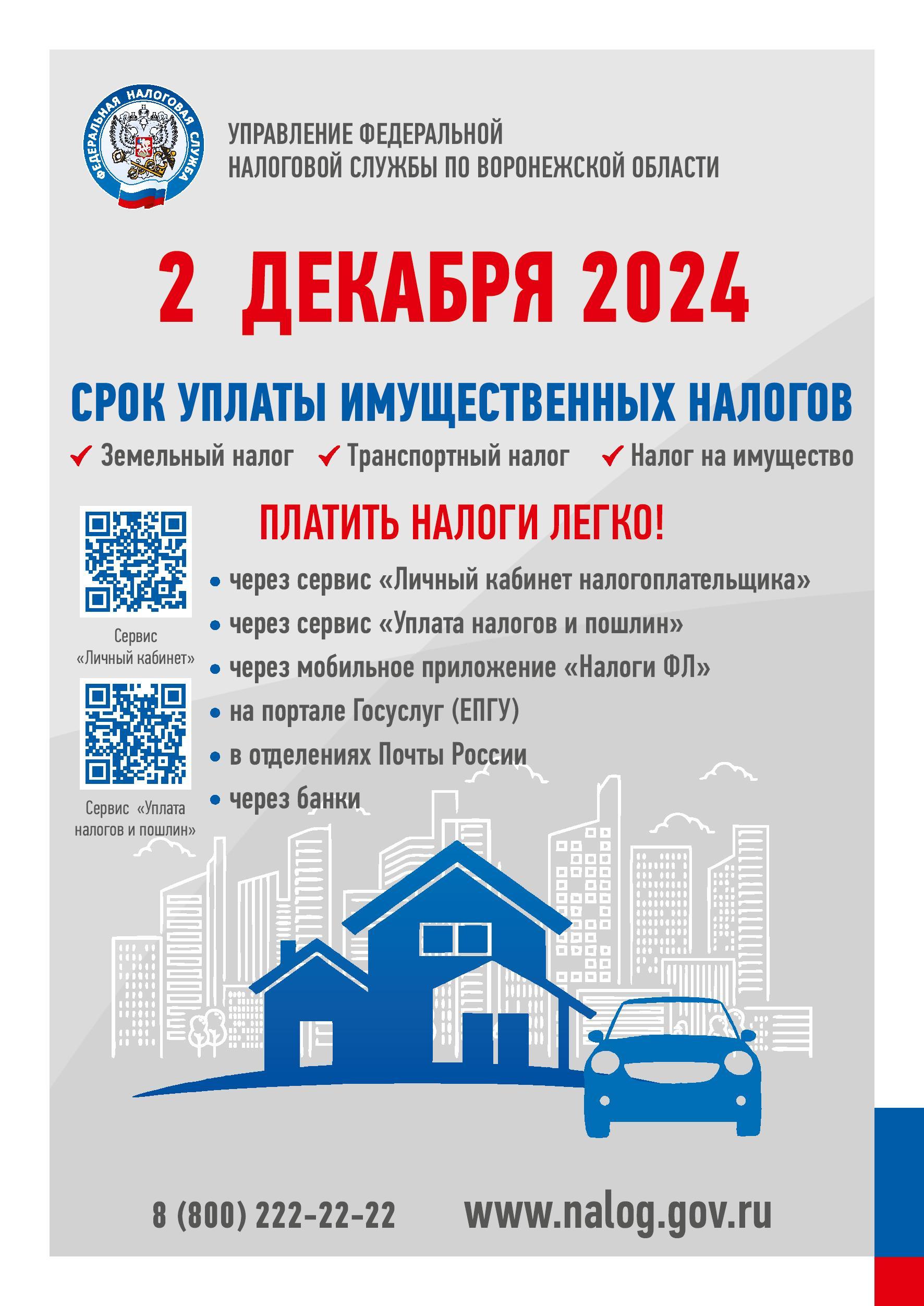 Уплата налогов 2024 год.